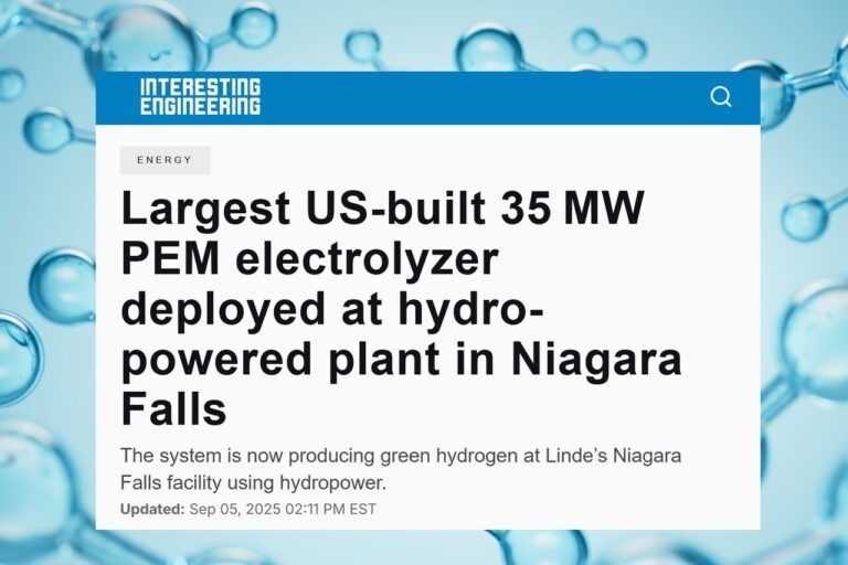 Largest US-built 35 MW PEM electrolyzer deployed at hydro-powered plant in Niagara Falls [Interesting Engineering]