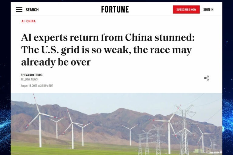 AI experts return from China stunned: The U.S. grid is so weak, the race may already be over [Fortune]
